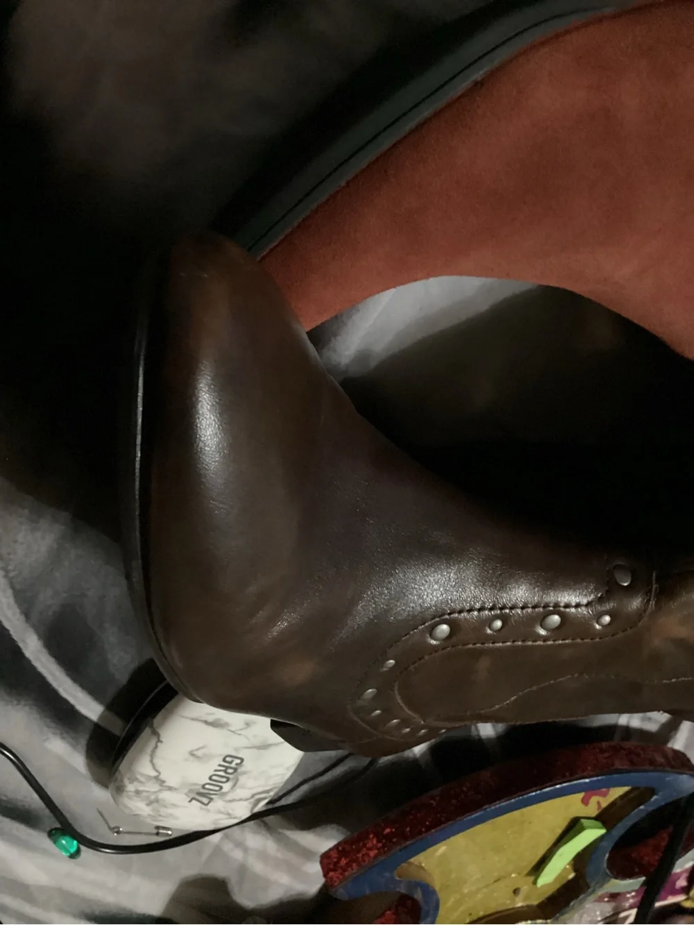 Born Brown Studded Over-the-Knee Leather Boots